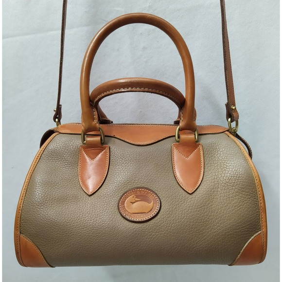 Dooney & Bourke Taupe Tan Pebbled Leather Doctor Satchel Bag - VTG Made in USA - Picture 1 of 16